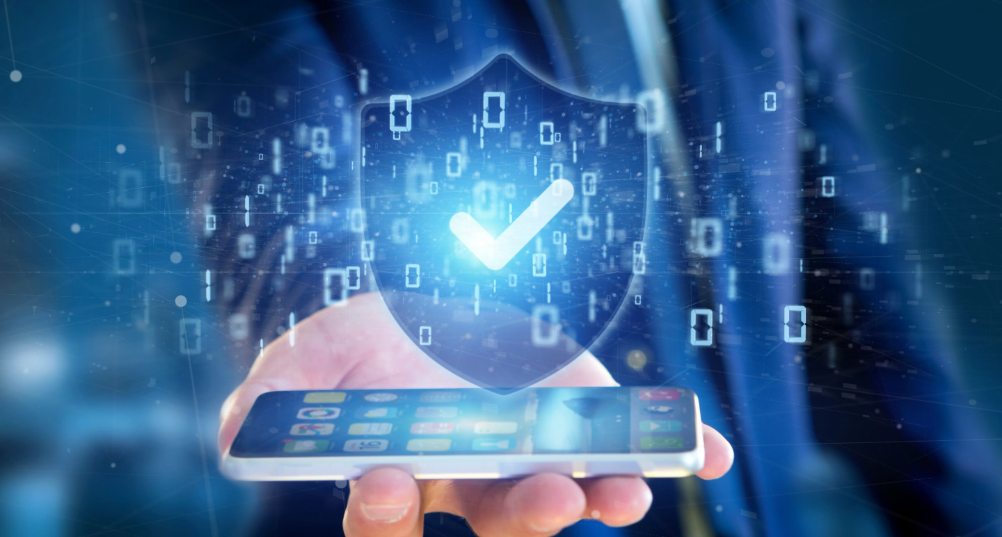 Man holding a Shield web security concept 3d rendering
